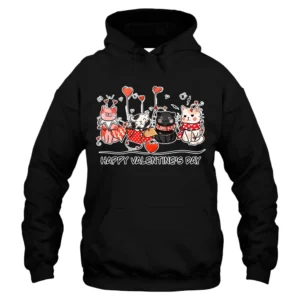 Gifts Cat Happy Valentine's Day Hoodie - Black