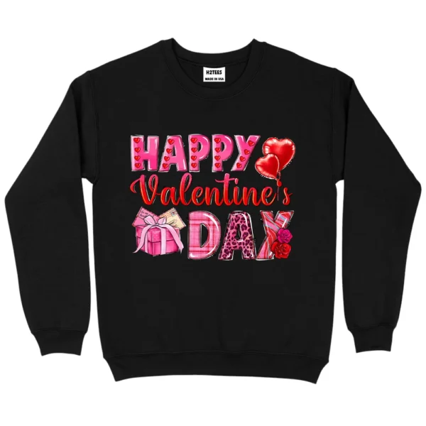 Gifts Happy Valentine's Day Sweatshirt - Black