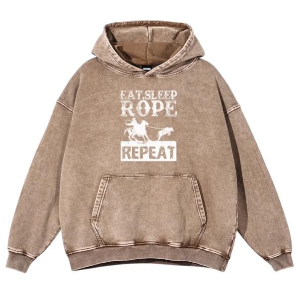 Eat Sleep Rope Repeat Washed Pullover Hoodie