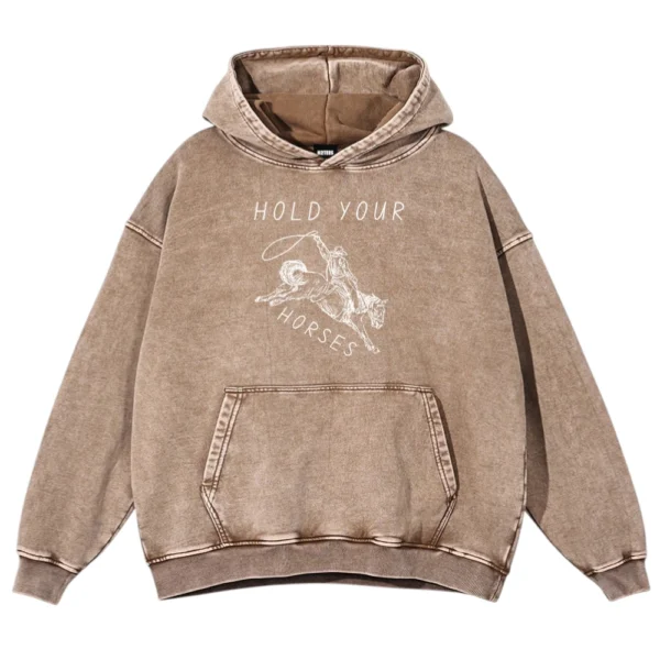 Hold Your Horses Washed Pullover Hoodie