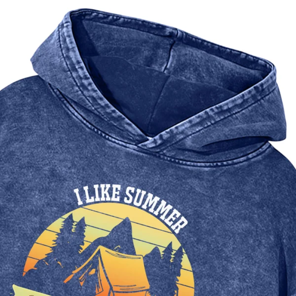 I Like Summer And Camping Washed Pullover Hoodie Gift For Friends