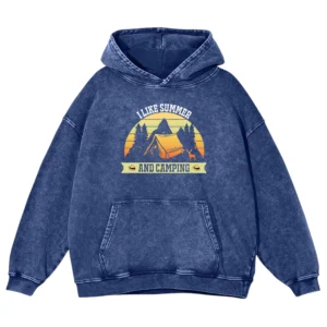 I Like Summer And Camping Washed Pullover Hoodie Gift For Friends