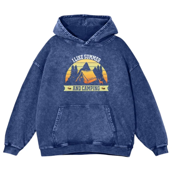 I Like Summer And Camping Washed Pullover Hoodie Gift For Friends