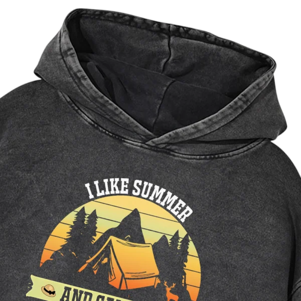 I Like Summer And Camping Washed Pullover Hoodie Gift For Friends