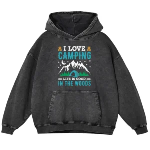 I Love Camping Washed Pullover Hoodie Gift For Friends