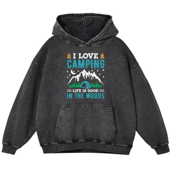 I Love Camping Washed Pullover Hoodie Gift For Friends