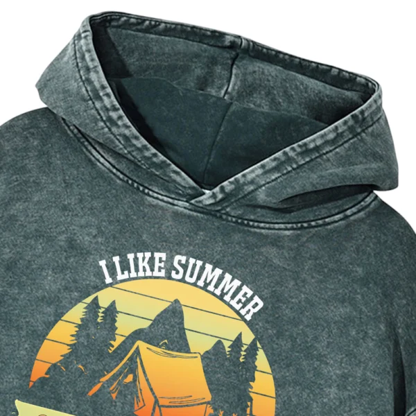 I Like Summer And Camping Washed Pullover Hoodie Gift For Friends