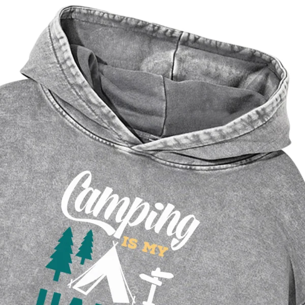 Camping Is My Happy Place Washed Pullover Hoodie Gift For Friends