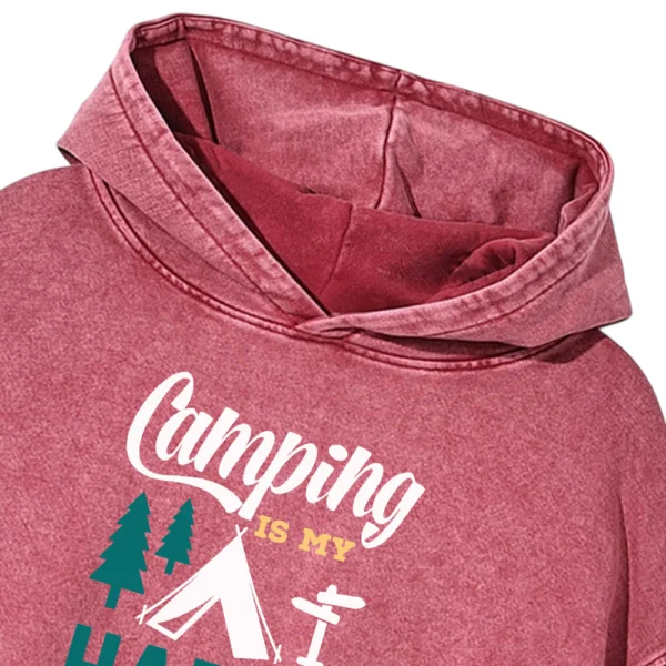 Camping Is My Happy Place Washed Pullover Hoodie Gift For Friends