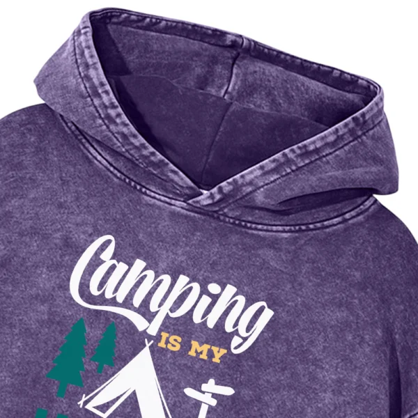 Camping Is My Happy Place Washed Pullover Hoodie Gift For Friends