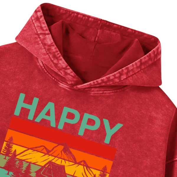 Happy Camping Washed Pullover Hoodie Gift For Friends