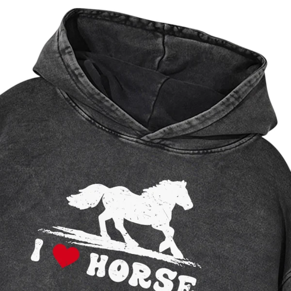 I Love Horse Washed Pullover Hoodie Gift For Friends