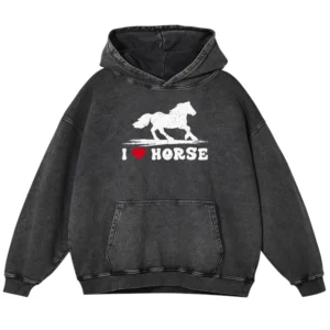 I Love Horse Washed Pullover Hoodie Gift For Friends