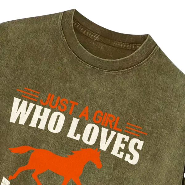 Just A Girl Who Loves Horse Vintage Washed Tshirts Gift For Friends