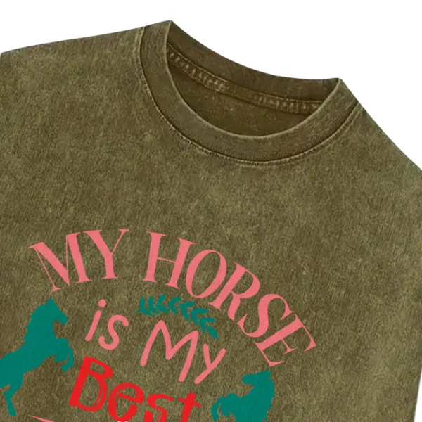 My Horse Is My Best Friend Washed Tshirts Gift For Friends