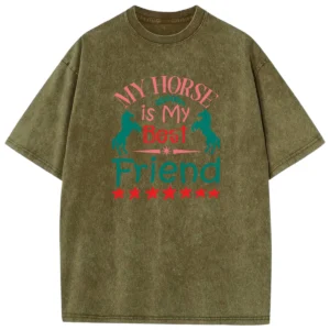 My Horse Is My Best Friend Washed Tshirts Gift For Friends