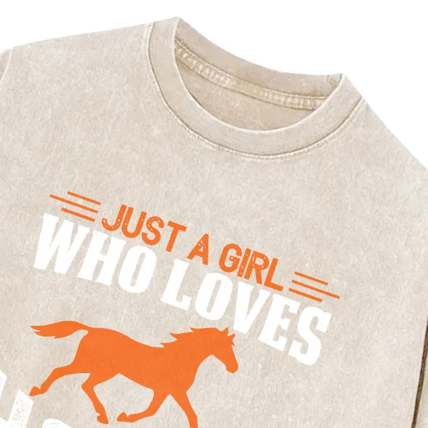 Just A Girl Who Loves Horse Vintage Washed Tshirts Gift For Friends