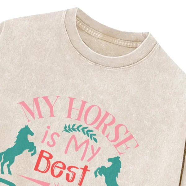 My Horse Is My Best Friend Washed Tshirts Gift For Friends