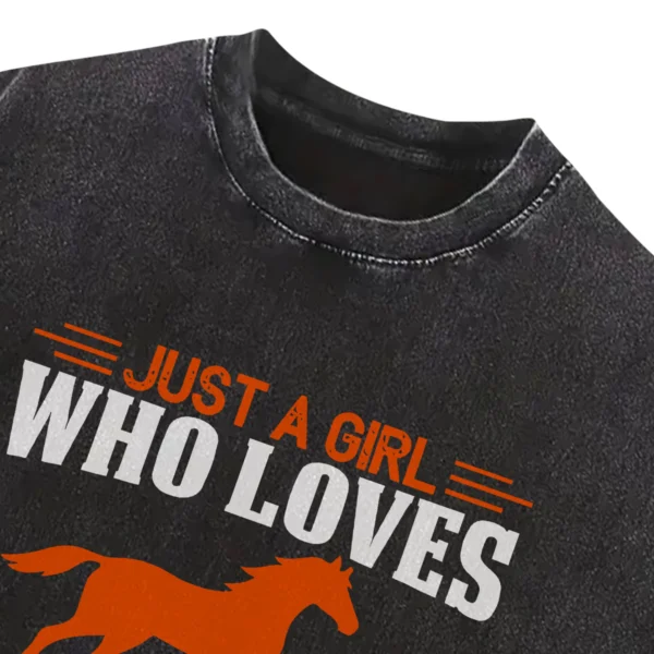 Just A Girl Who Loves Horse Vintage Washed Tshirts Gift For Friends
