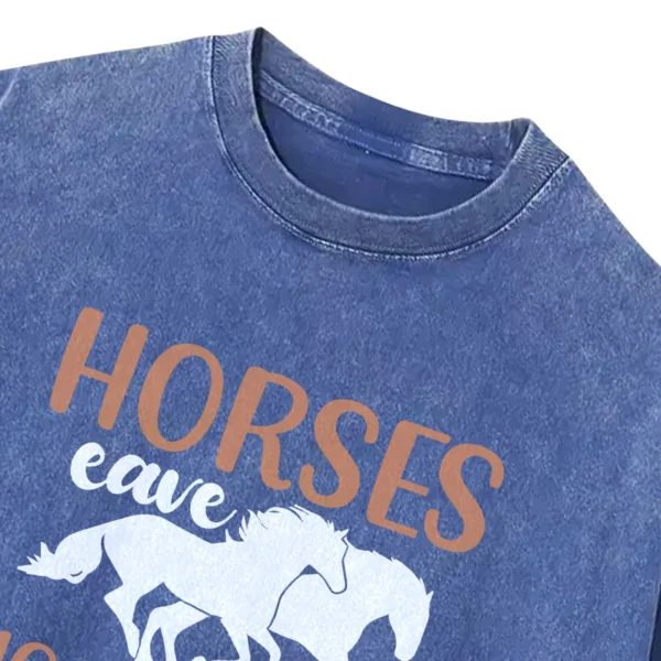 Horse Eave Hoofprints On My Heart Washed Tshirts Gift For Friends