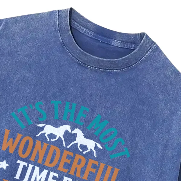 It’s The Most Wonderful Time For Horse Riding Washed Tshirts Gift For Friends