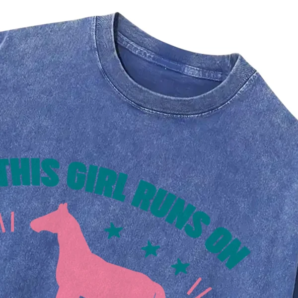 This Girl Runs On Jesus And Horses Washed Tshirts Gift For Friends