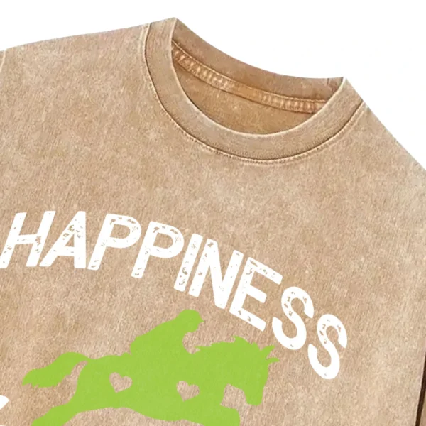Happiness Is A Mini Horse Washed Tshirts Gift For Friends