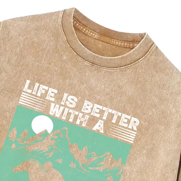 Life Is Bestter With A Horse Vintage Washed Tshirts Gift For Friends