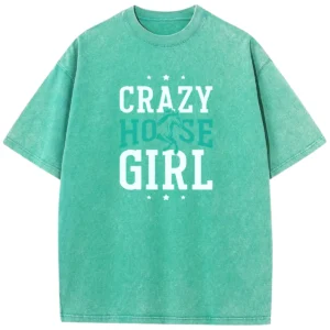 Crazy Horse Girl Washed Tshirts Gift For Friends