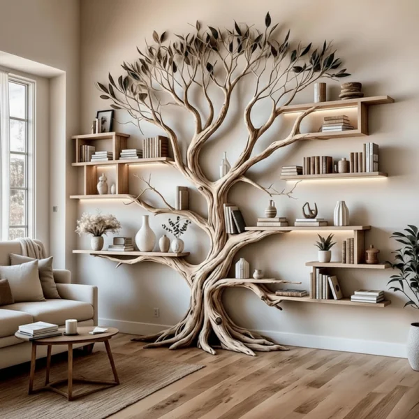 Handcrafted Tree Bookshelf - Ancient Tree Design, Unique Home Decoration