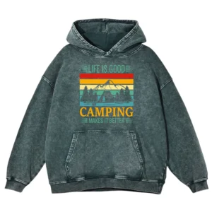 Life Is Good Camping Washed Pullover Hoodie Gift For Friends