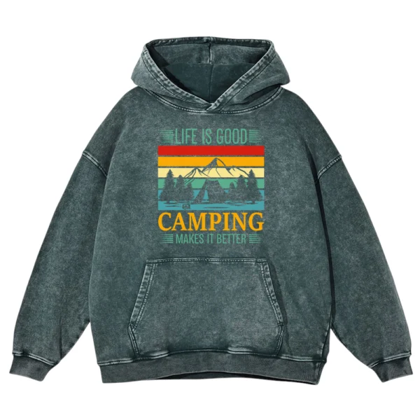 Life Is Good Camping Washed Pullover Hoodie Gift For Friends