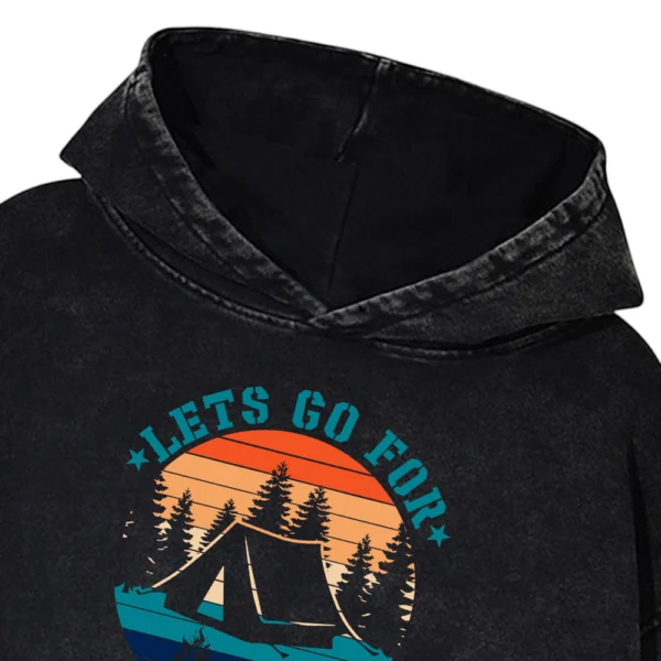 Lets Go For Camping Washed Pullover Hoodie Gift For Friends