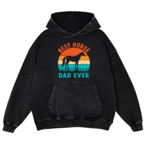 Best Horse Dad Ever Washed Pullover Hoodie Gift For Friends