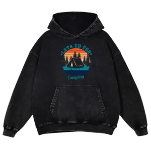 Lets Go For Camping Washed Pullover Hoodie Gift For Friends