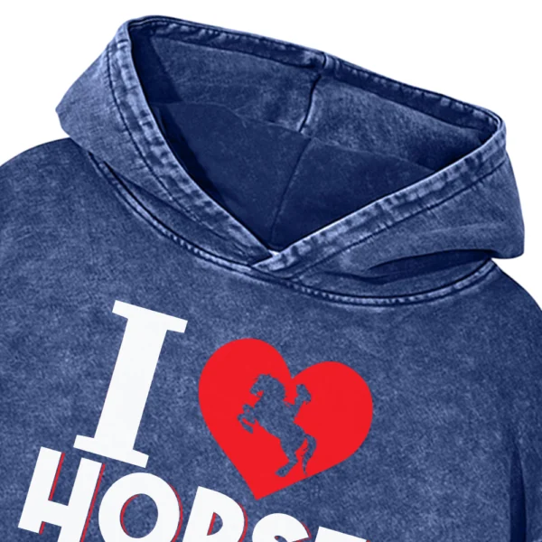 I Horse Riding Washed Pullover Hoodie Gift For Friends