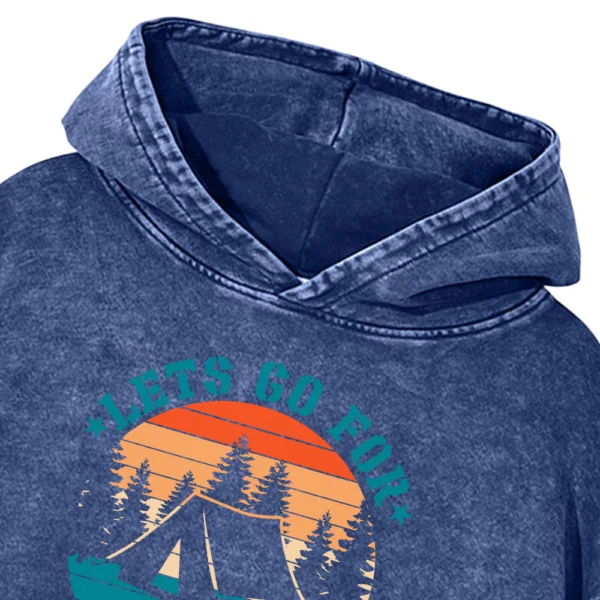 Lets Go For Camping Washed Pullover Hoodie Gift For Friends