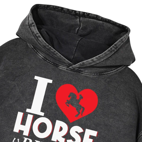 I Horse Riding Washed Pullover Hoodie Gift For Friends