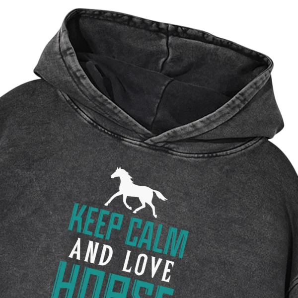 Keep Calm And Love Horse Racing Washed Pullover Hoodie Gift For Friends