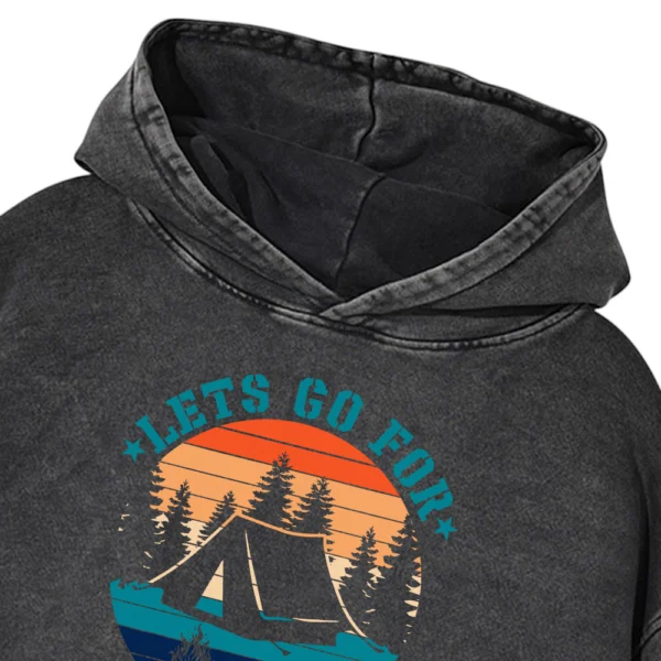 Lets Go For Camping Washed Pullover Hoodie Gift For Friends