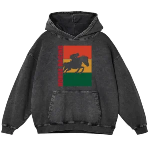 Horse Racing Washed Pullover Hoodie Gift For Friends