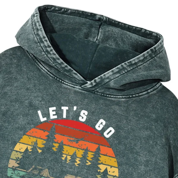 Let's Go Camping Washed Pullover Hoodie Gift For Friends