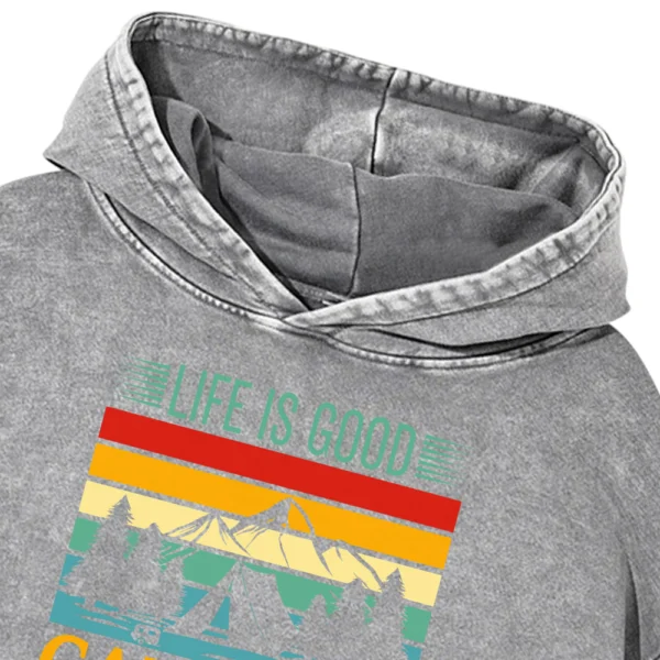 Life Is Good Camping Washed Pullover Hoodie Gift For Friends