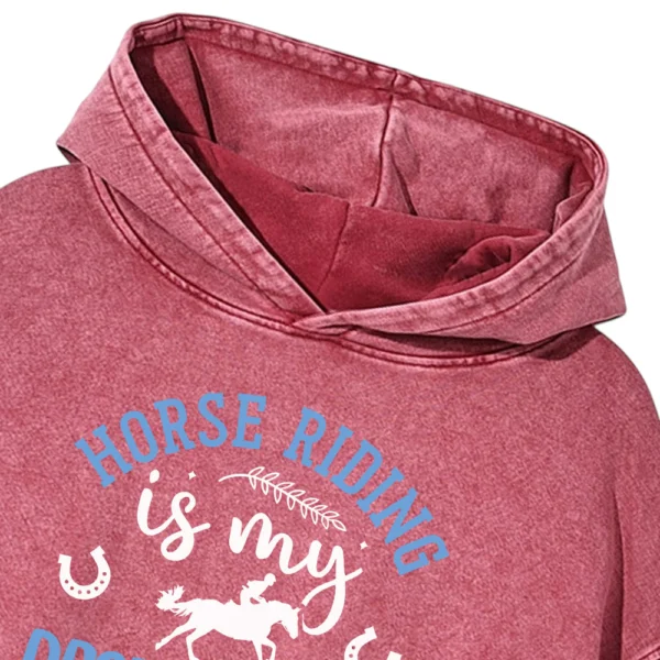 Horse Riding Is My Destination Washed Pullover Hoodie Gift For Friends