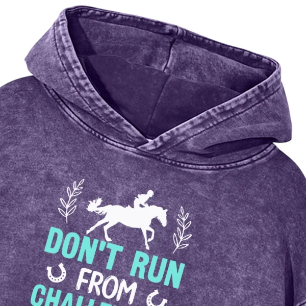 Don't Run From Challenges Jump Over Them Washed Pullover Hoodie Gift For Friends