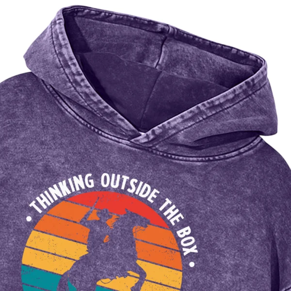 Thingking Outside The Box Led Me To Love Horses Washed Pullover Hoodie Gift For Friends