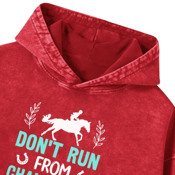 Don't Run From Challenges Jump Over Them Washed Pullover Hoodie Gift For Friends