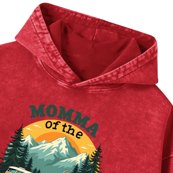 Momma Of The Happy Camper Washed Pullover Hoodie Gift For Friends