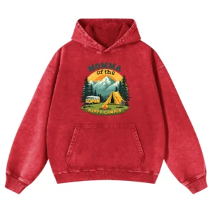 Momma Of The Happy Camper Washed Pullover Hoodie Gift For Friends