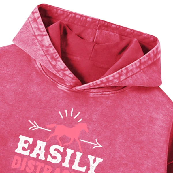 Easily Distracter By Horse Washed Pullover Hoodie Gift For Friends